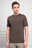  Erkek Haki Trend Bisiklet Yaka Dynamic Fit Rahat Kesim Rayon T-Shirt
