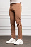  Erkek Camel Slim Fit Dar Kesim Chino Pantolon