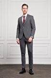  Erkek Füme Trend Slim Fit Dar Kesim Sivri Yaka Takım Elbise