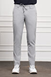 Erkek Gri Slim Fit Dar Kesim İpli Jogger Pantolon