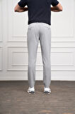  Erkek Gri Slim Fit Dar Kesim İpli Jogger Pantolon