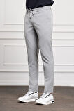  Erkek Gri Slim Fit Dar Kesim İpli Jogger Pantolon