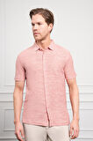  Erkek Kiremit Trend Apaçi Yaka Dynamic Fit Kısa Kollu Gömlek