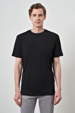  Erkek Siyah Trend Bisiklet Yaka T-Shirt