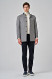  Erkek Gri Düz Hakim Yaka Dynamic Fit Kaban