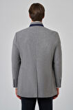  Erkek Gri Düz Hakim Yaka Dynamic Fit Kaban