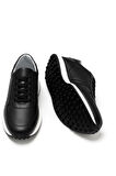  Erkek Siyah Deri Sneaker Ayakkabı