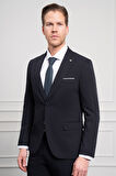  Erkek Lacivert Basic Slim Fit Sivri Yaka Takım Elbise
