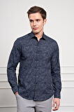  Erkek KOYU LACİVERT Trend Dynamic Fit İtalyan Yaka Gömlek