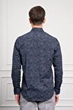  Erkek KOYU LACİVERT Trend Dynamic Fit İtalyan Yaka Gömlek