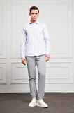  Erkek A. MAVİ Pamuk Trend Slim Fit İtalyan Yaka Gömlek