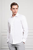  Erkek Beyaz Pamuk Trend Slim Fit İtalyan Yaka Gömlek
