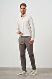  Erkek Haki Yazlık Pamuk Yan Cep Slim Fit Chino Pantolon