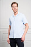  Erkek A. MAVİ Apaş Yaka Kısa Kol Gömlek
