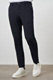  Erkek Lacivert Polyester Lastikli Trend Slim Fit Pantolon