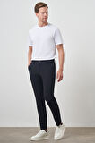  Erkek Lacivert Polyester Lastikli Trend Slim Fit Pantolon