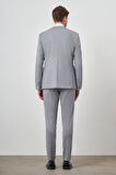  Erkek Gri Trend Slim Fit Mono Yaka Takım Elbise