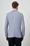  Erkek İndigo Örme Slim Fit Mono Yaka Ceket