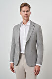  Erkek Haki Örme Slim Fit Mono Yaka Ceket