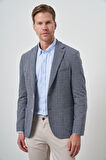  Erkek Lacivert Örme Slim Fit Mono Yaka Ceket