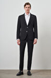  Erkek Siyah Trend Çizgili Slim Fit Mono Yaka Takım Elbise