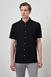  Erkek Siyah Trend Apaçi Yaka Kısa Kollu Gömlek