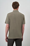  Erkek Haki Trend Apaçi Yaka Kısa Kollu Gömlek
