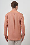  Erkek Kiremit Keten Dynamic Fit Düğmeli Yaka Gömlek