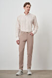  Erkek Bej Pamuk 5 Cep Slim Fit Jean Kot Pantolon