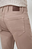  Erkek Bej Pamuk 5 Cep Slim Fit Jean Kot Pantolon