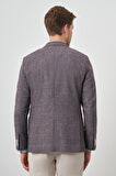  Erkek KAHVE Keten Ekoseli Slim Fit Mono Yaka Ceket