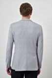  Erkek Gri Örme Desenli Slim Fit Mono Yaka Ceket