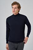  Erkek Lacivert Basic Yarım Balıkçı Yaka Dynamic Fit Rahat Kesim Triko