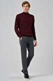  Erkek Koyu Bordo Basic Yarım Balıkçı Yaka Dynamic Fit Rahat Kesim Triko