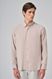  Erkek Bej Dynamic Fit Düğmeli Yaka Modal Gömlek
