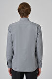  Erkek Gri Slim Fit İtalyan Yaka Gömlek