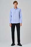  Erkek A. MAVİ Slim Fit İtalyan Yaka Gömlek