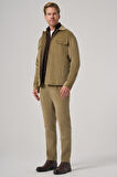  Erkek Bej Trend Çift Cepli Kadife Gömlek Ceket