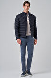  Erkek Lacivert Polyester Kısa Kapitone Mont