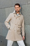  Erkek Bej Poliamit Kemerli Trençkot