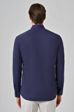  Erkek Lacivert Slim Fit Sert Yaka Gömlek