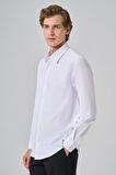  Erkek Beyaz Slim Fit Sert Yaka Gömlek