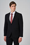  Erkek Siyah Poliviskon Basic Slim Fit Sivri Yaka Takım Elbise