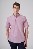  Erkek Kırmızı Trend Regular Fit Düğmeli Yaka Kısa Kollu Gömlek