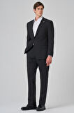  Erkek Siyah Yünlü Trend Desenli Dynamic Fit Mono Yaka Takım Elbise