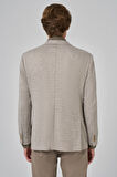  Erkek Bej Örme Trend Desenli Slim Fit Mono Yaka Ceket