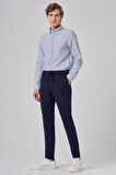  Erkek Lacivert Örme Trend İpli Slim Fit Jogger Pantolon