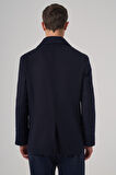  Erkek Lacivert Yünlü Kruvaze Dynamic Fit Sivri Yaka Kaban