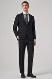  Erkek Siyah Poliviskon Basic Slim Fit Sivri Yaka Takım Elbise