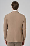  Erkek Bej Poliviskon Trend Desenli Slim Fit Mono Yaka Dokuma Ceket